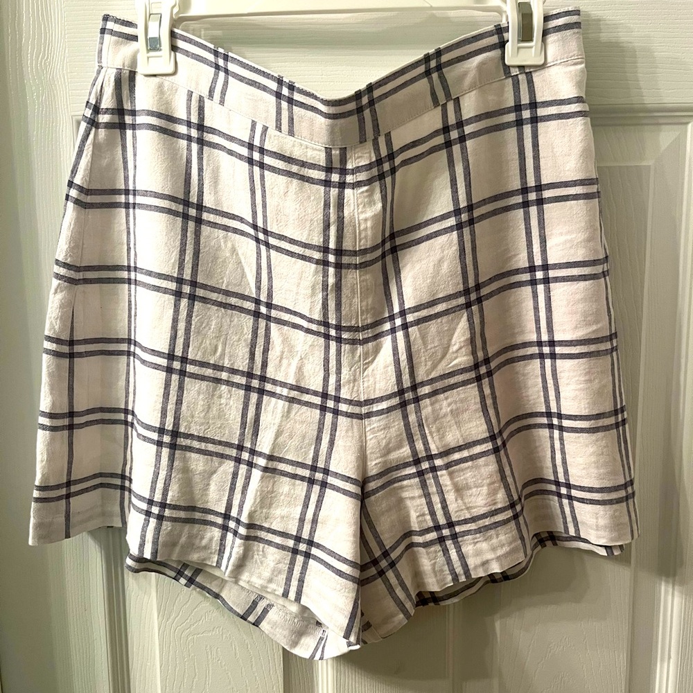 Abercrombie & Fitch Plaid Linen/ Cotton Blend Shorts Fully Lined Size M
